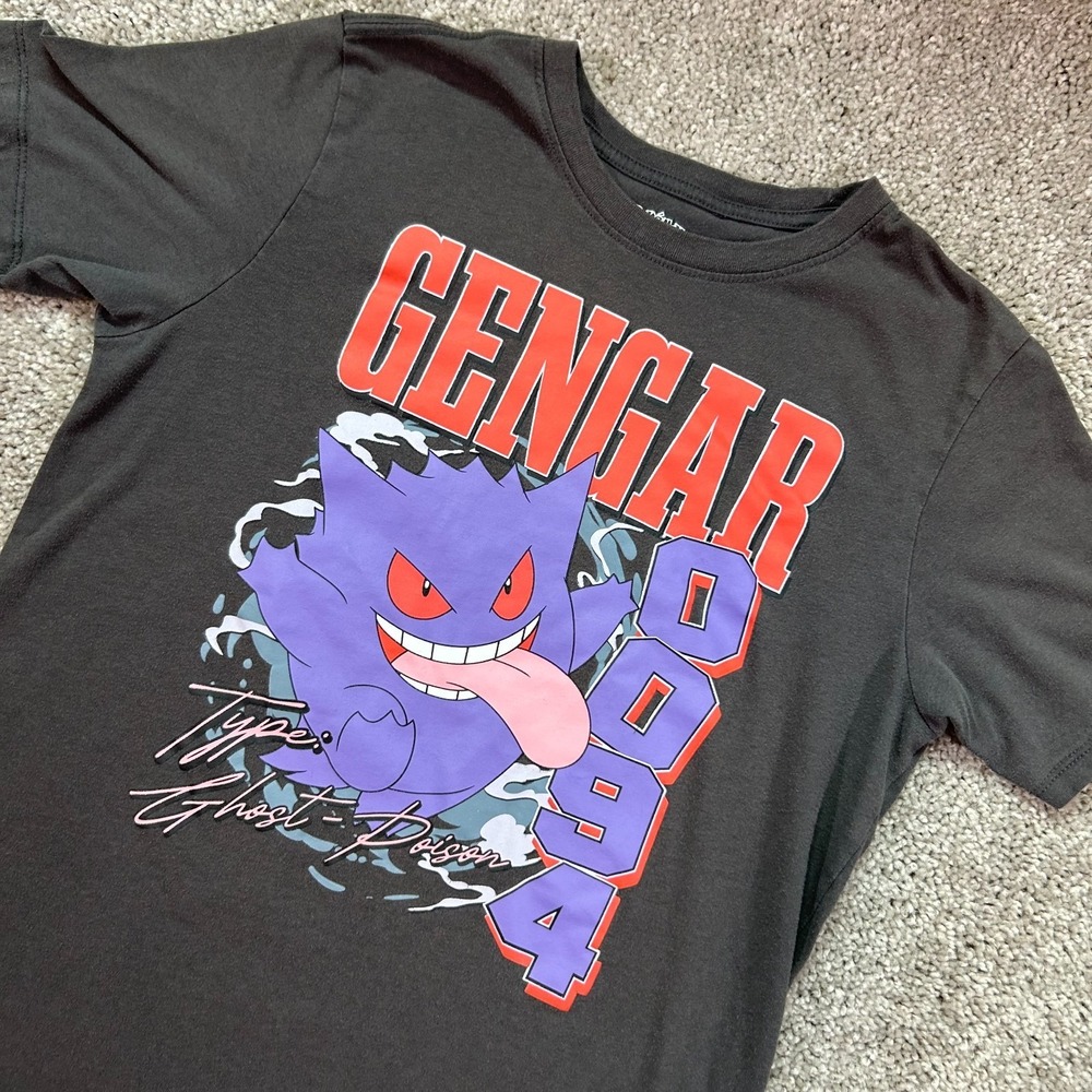 Pokémon T Shirt Boys XL Black Gengar Gaming Ghost-Type Graphic Relaxed Fit